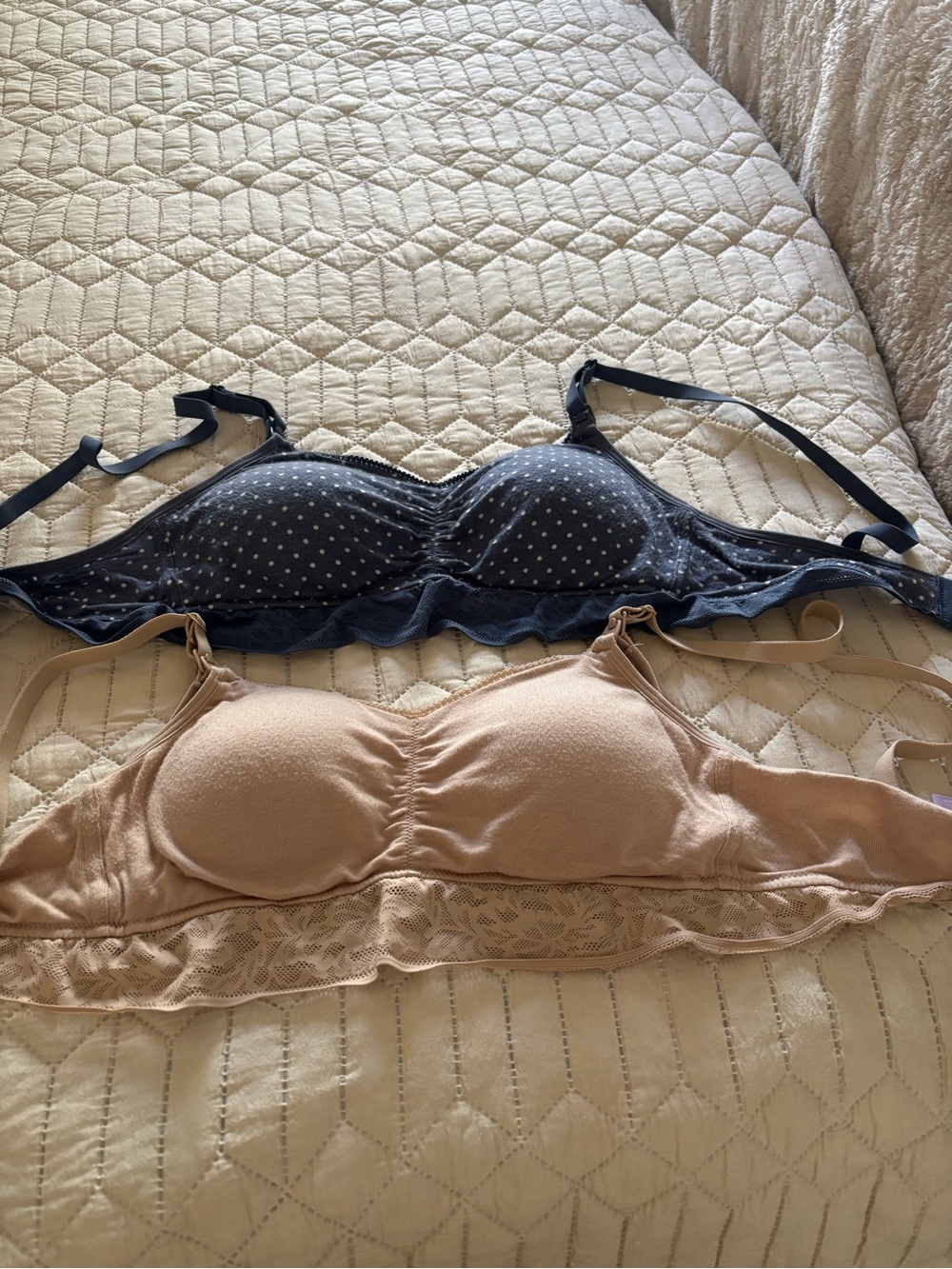 Maternity Everyday Wireless Comfort Bra - Nude and Navy Set, maternity